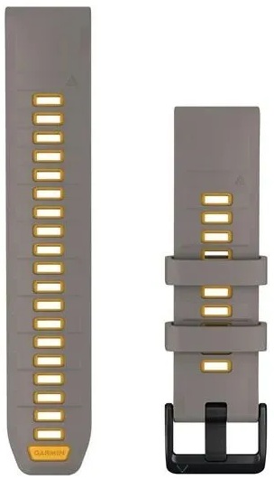 GARMIN QuickFit 22 Silver Gray/Yellow Flare Silicone Band 010-14507-02