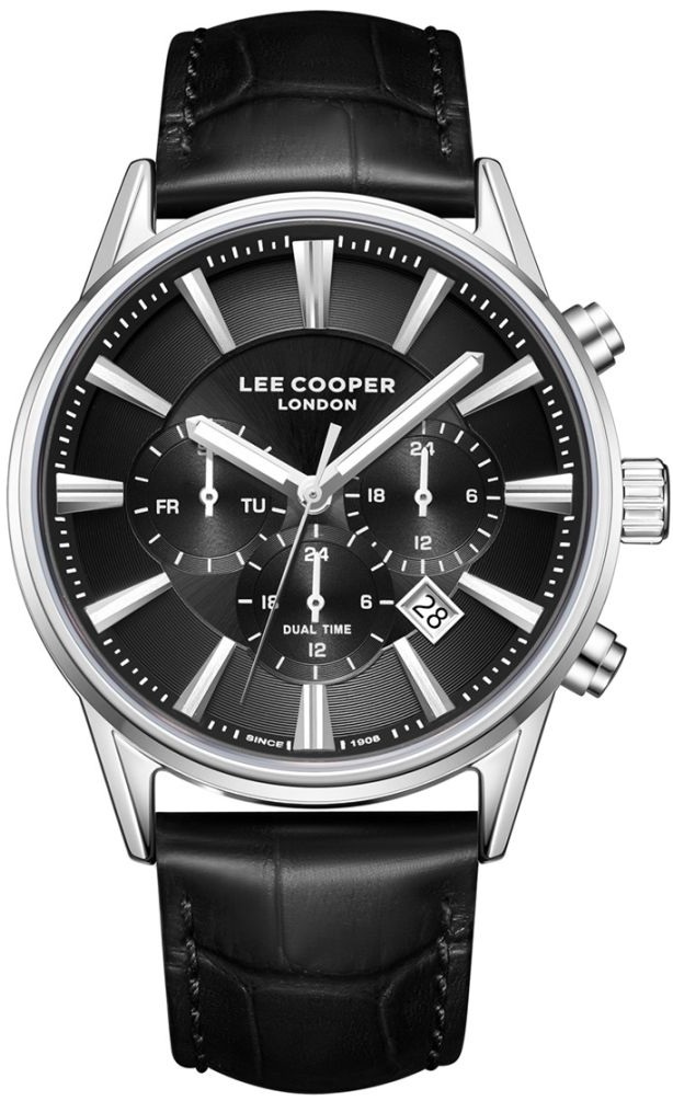 LEE COOPER Casual Multifunction 42mm Silver Super Metal Leather Strap LC08411.351